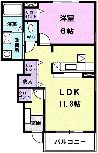 フェリーチェI(1LDK/1階)の間取り写真