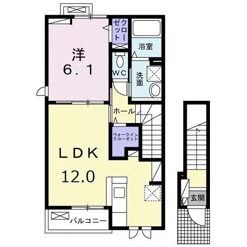 ルミナス今治 I(1LDK/2階)の間取り写真