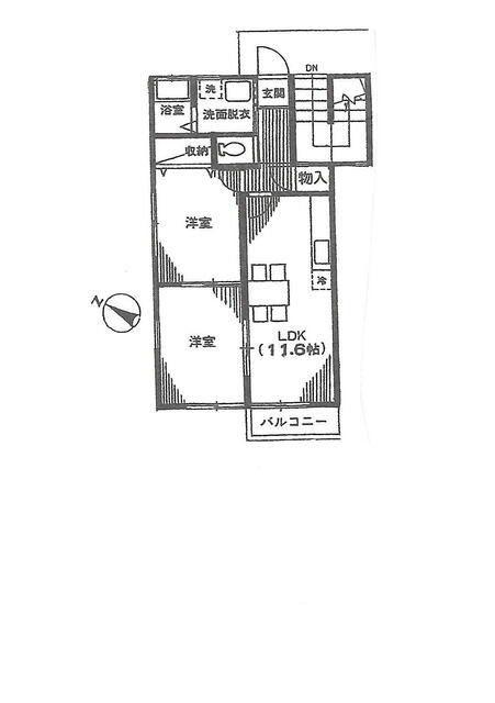 イーグルハイツA(2LDK/2階)の間取り写真
