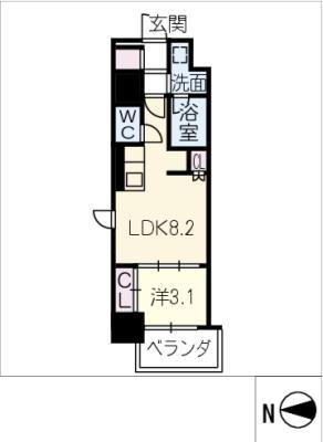ラ・メゾンフィル御園(1LDK/7階)の間取り写真