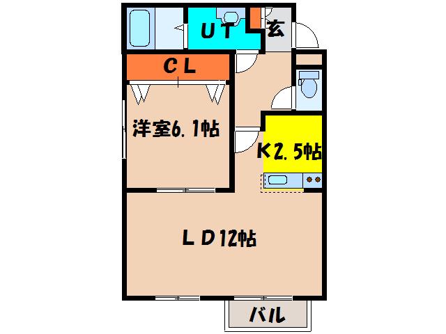 コンフォートパレス花園(1LDK/2階)の間取り写真