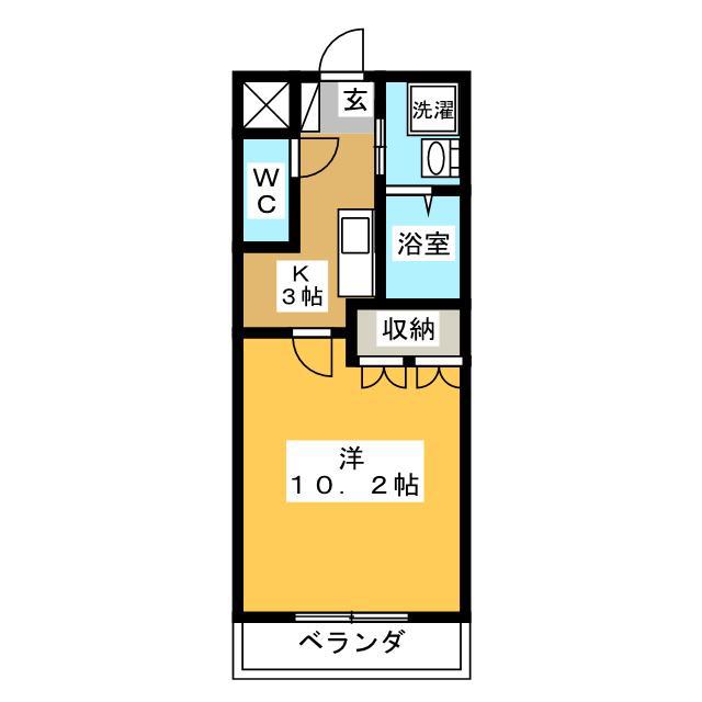 メルヴェール(1K/1階)の間取り写真