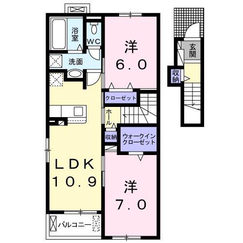 カルミア II(2LDK/2階)の間取り写真