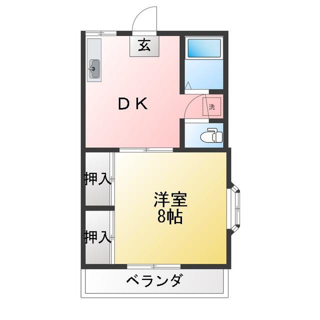 とちの木荘(1DK/2階)の間取り写真