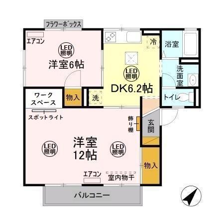 メゾン森PARTIII・V(2DK/1階)の間取り写真