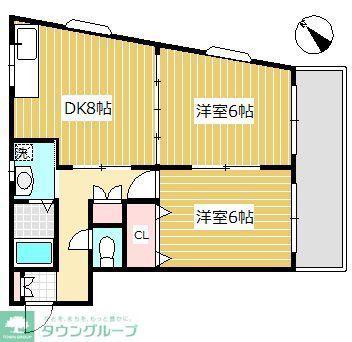 クレッセント堀の内(2DK/2階)の間取り写真
