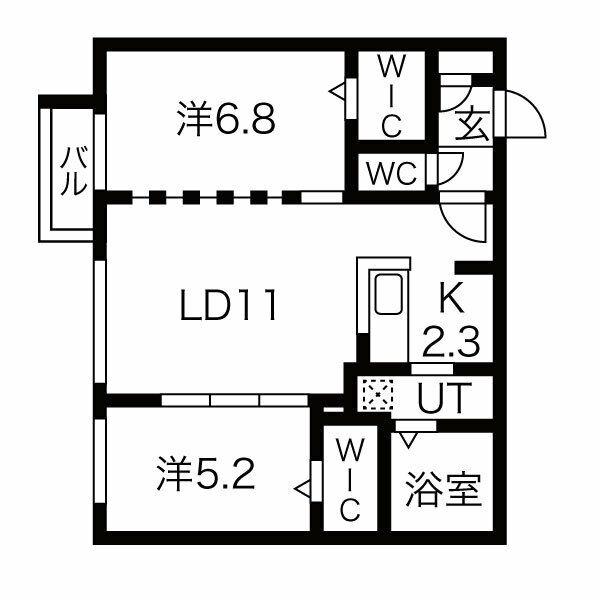 バルボーニセッテ(2LDK/4階)の間取り写真