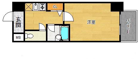 エスリード三宮第3(1K/8階)の間取り写真
