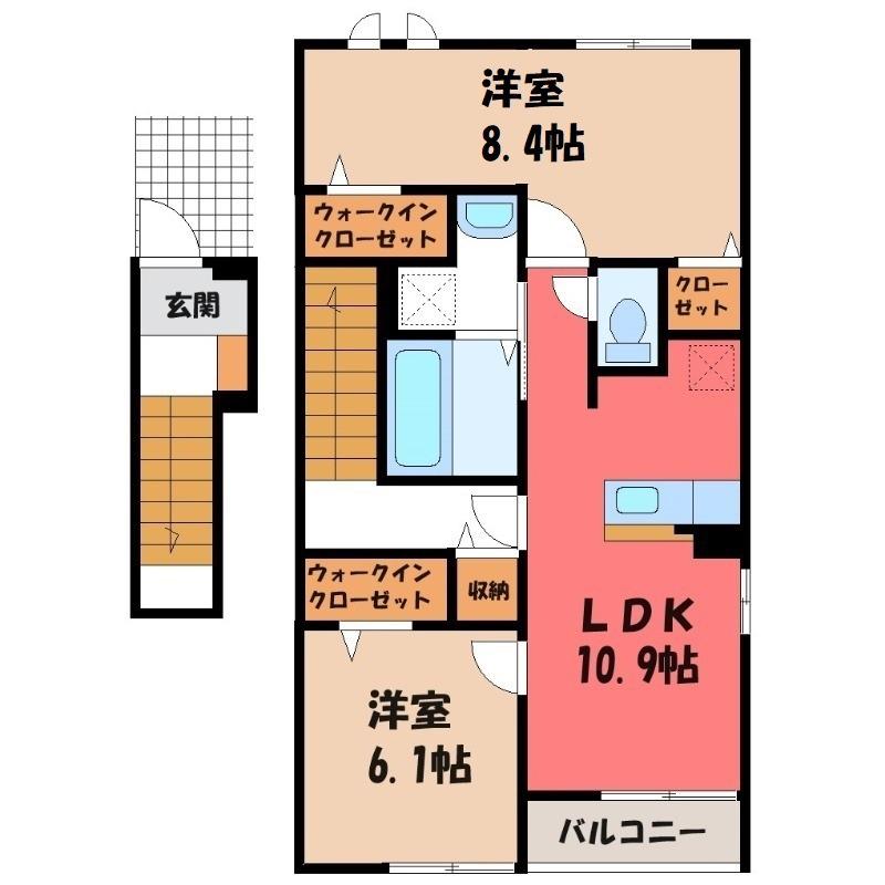 オーブ・レジェール(2LDK/2階)の間取り写真