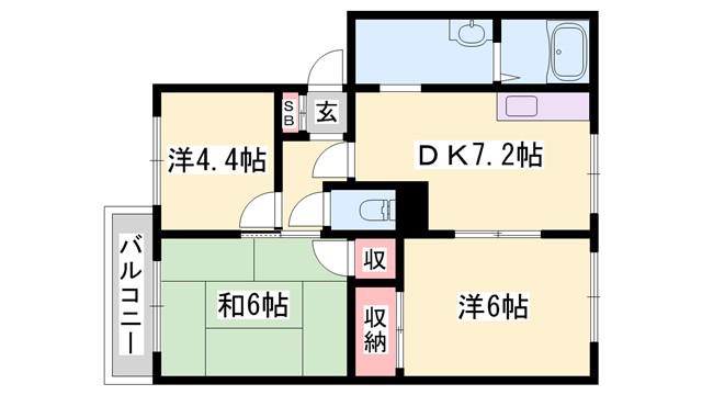 JAファミールハイツ(3DK/2階)の間取り写真
