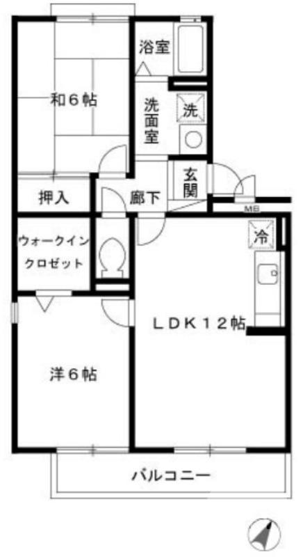 クレスト想(2LDK/1階)の間取り写真