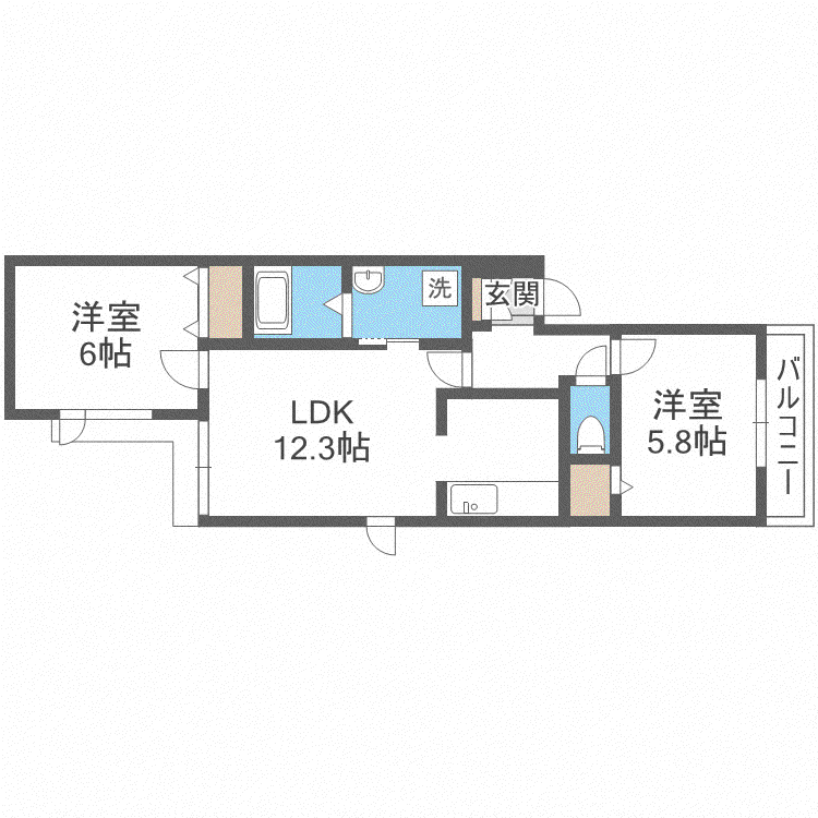 エール白石(2LDK/2階)の間取り写真