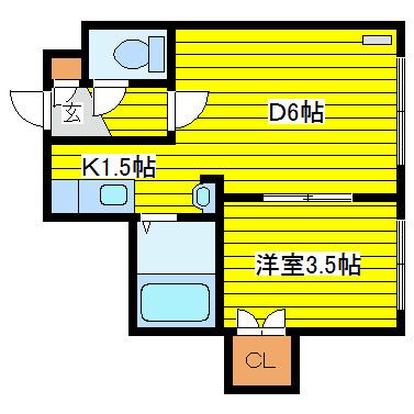 ラフィナート北12条(1LDK/3階)の間取り写真