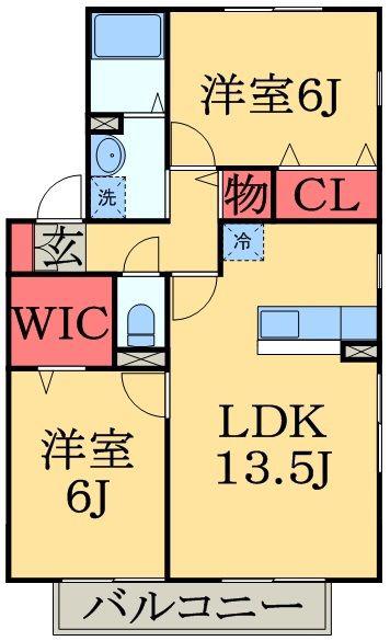 ステジュアンA(2LDK/1階)の間取り写真