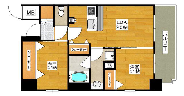 スプランディッド新大阪VII(1SLDK/2階)の間取り写真