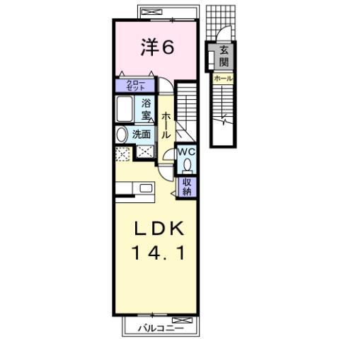 エスターテアイリス A(1LDK/2階)の間取り写真