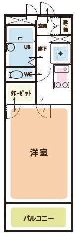フォレスタ戸田公園(1K/1階)の間取り写真