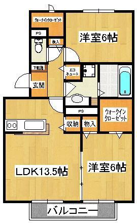 フルールポワール(2LDK/1階)の間取り写真