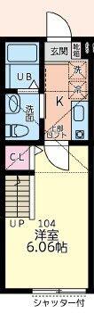 アデライン(1K/1階)の間取り写真