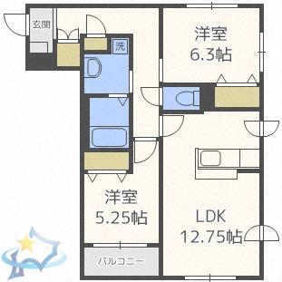 MAISON LETICIA(2LDK/5階)の間取り写真