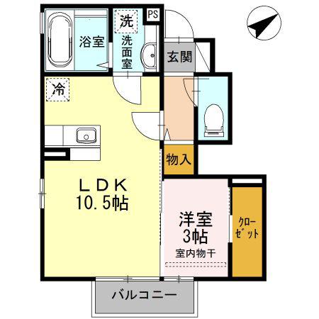 リバーサイドすみのえ(1LDK/1階)の間取り写真
