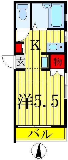 グランシャリオ48(1K/1階)の間取り写真