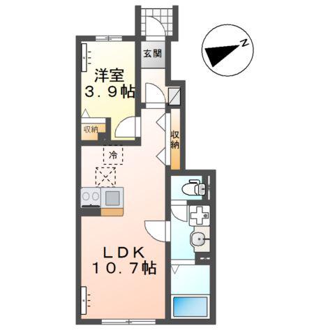 横倉アパート(1LDK/1階)の間取り写真
