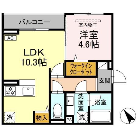 D-BLOOM COURT(1LDK/1階)の間取り写真