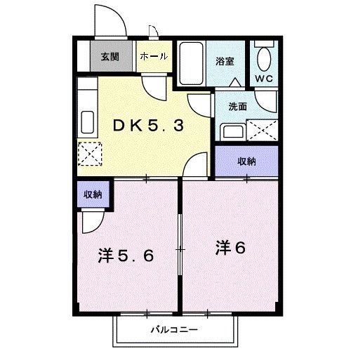 ロマネスクローズ B(2K/2階)の間取り写真