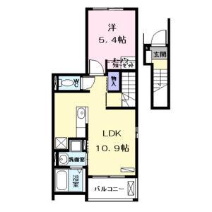 シェモア角割(1LDK/2階)の間取り写真