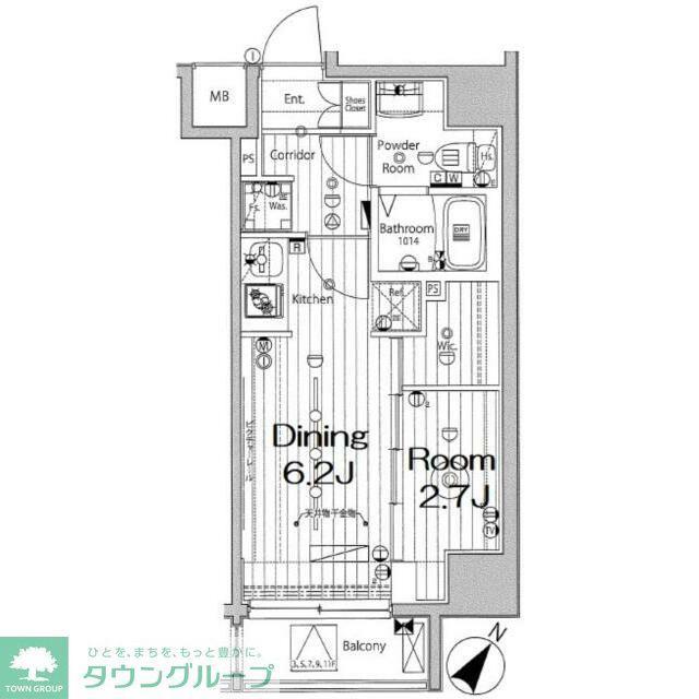 メイクスデザイン川崎III(1DK/9階)の間取り写真
