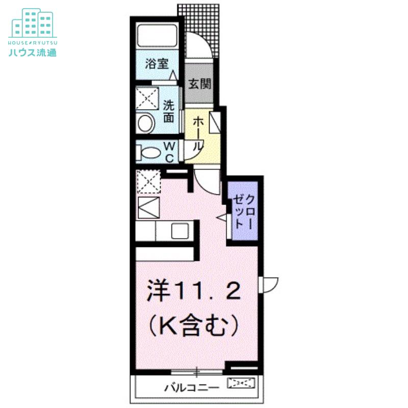 ハルカス三城(ワンルーム/1階)の間取り写真