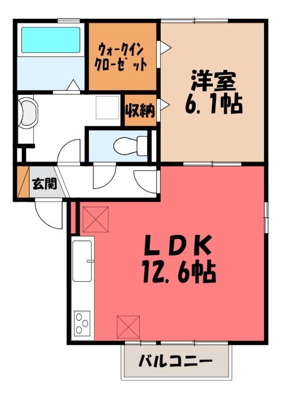 グランシャリオ(1LDK/2階)の間取り写真