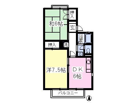 小林ハイムB(2DK/1階)の間取り写真
