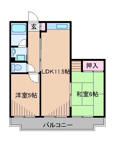ヴィラオアシス(2LDK/1階)の間取り写真
