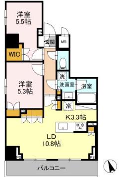 リーラ品川戸越(2LDK/4階)の間取り写真