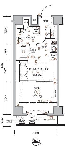 ARCOBALENO HASUNEII(1DK/7階)の間取り写真