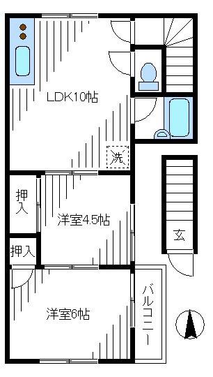 エステートアミノ(2LDK/2階)の間取り写真