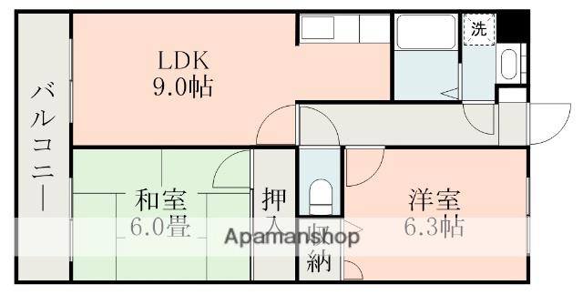 ラポール伊敷(2LDK/1階)の間取り写真