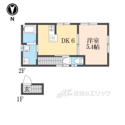 社家長屋町アパート(1DK/2階)の間取り写真