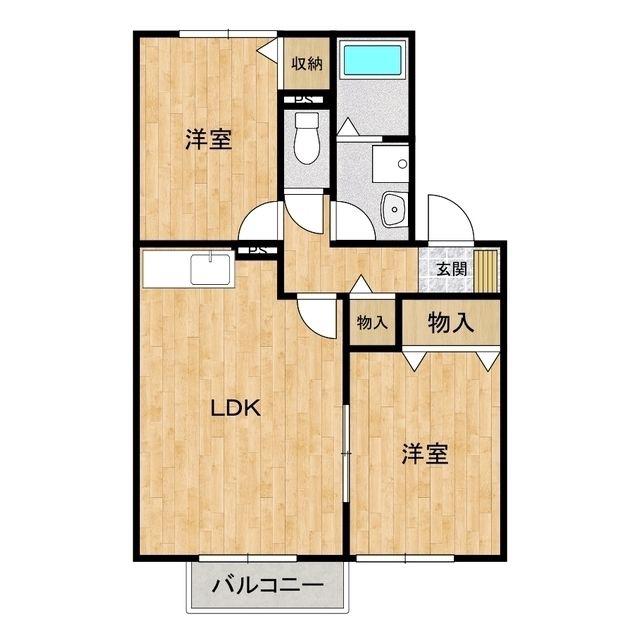 サニーホームズ C(2LDK/2階)の間取り写真