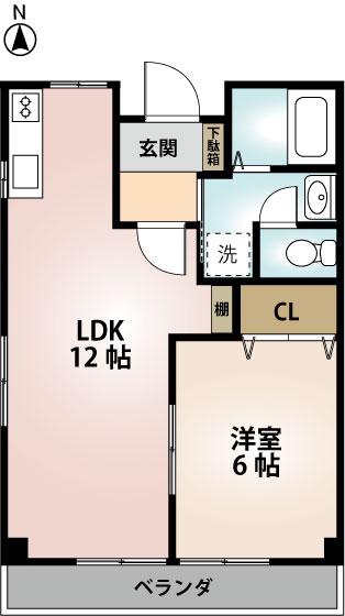 メゾン西町(1LDK/1階)の間取り写真