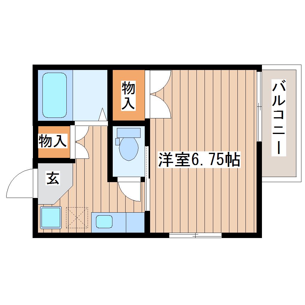 ロイヤルパインA棟(1K/2階)の間取り写真