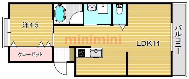 マンション東岡(1LDK/3階)の間取り写真