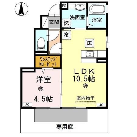 ウィット桜(1LDK/1階)の間取り写真
