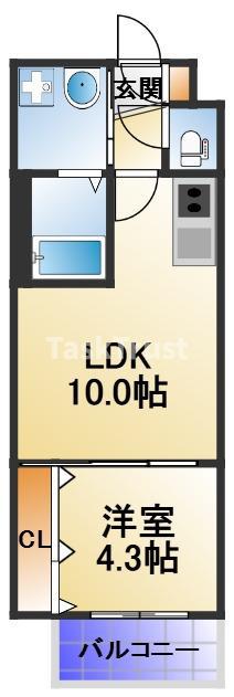 新日・梅田ノースレジデンス(1LDK/7階)の間取り写真