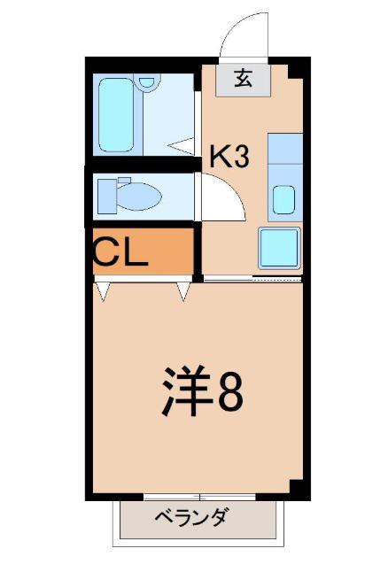 メゾン東浜(1K/3階)の間取り写真