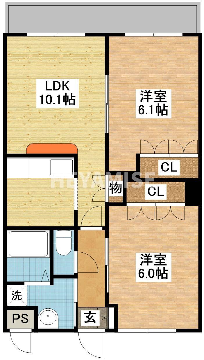 ロイヤルヒル岩松II(2LDK/2階)の間取り写真