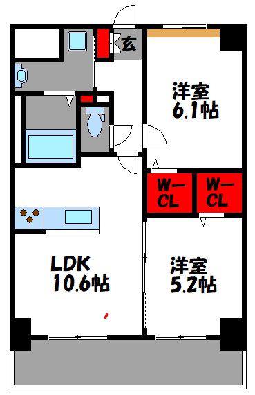レイ和白(2LDK/1階)の間取り写真