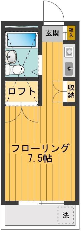 ドミール萩山(1K/2階)の間取り写真